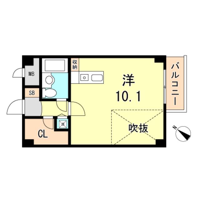 ホープ芦屋(ワンルーム/2階)の間取り写真