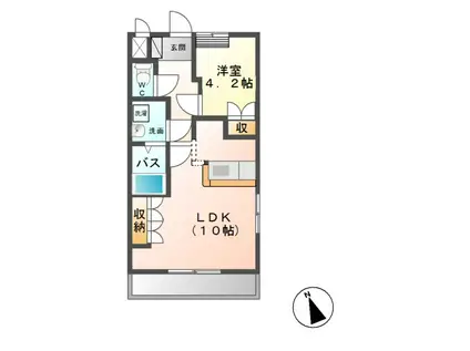 グランドゥール フーガ ヒルズ(1LDK/1階)の間取り写真