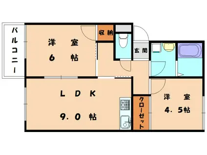 プレジールユタカ(2LDK/1階)の間取り写真