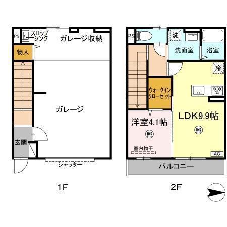JR日豊本線 大在駅 徒歩23分 2階建 築2年(1LDK/1階)の間取り写真