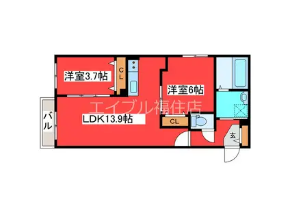 ラ・エスペランス月寒公園(2LDK/3階)の間取り写真