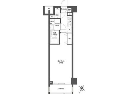 ディームス目黒行人坂(1K/4階)の間取り写真