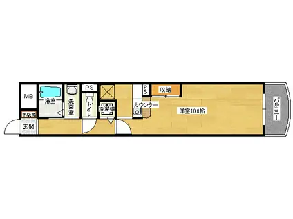 ベルパッソ十日市(1K/7階)の間取り写真