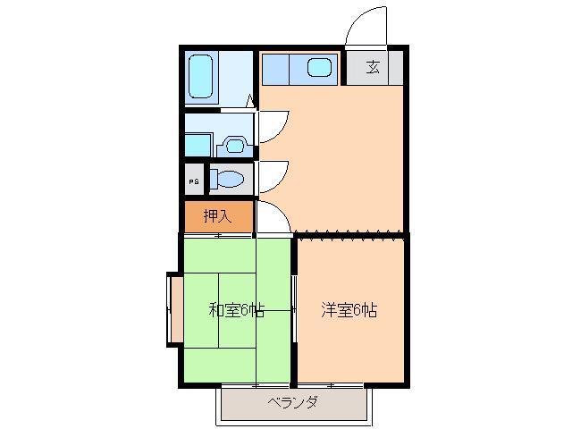 コーポスズキA(2LDK/2階)の間取り写真