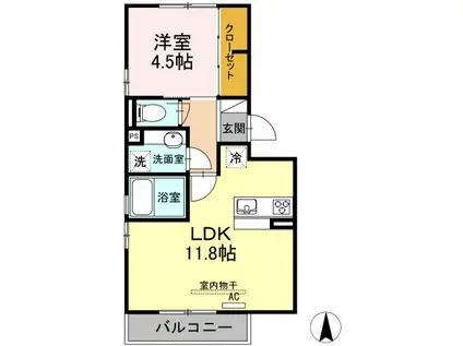 エクセラン A(1LDK/3階)の間取り写真