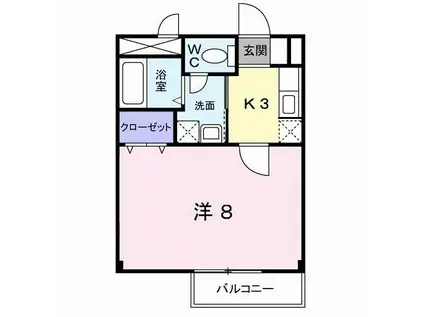 アウローラ02J(1K/2階)の間取り写真