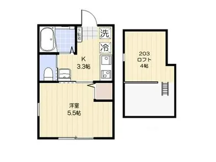 メローペ(1K/2階)の間取り写真