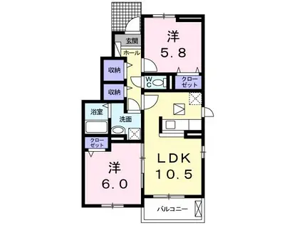 ジラソーレ・カリーノ II(2LDK/1階)の間取り写真