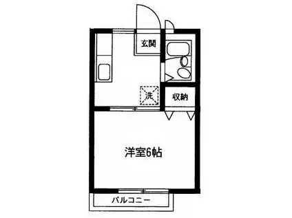 ハックベリーコート(1K/2階)の間取り写真