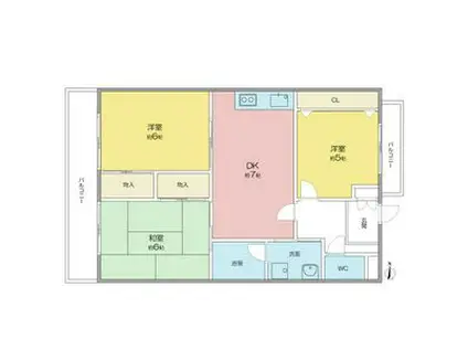 ぴあはくさん(3DK/4階)の間取り写真