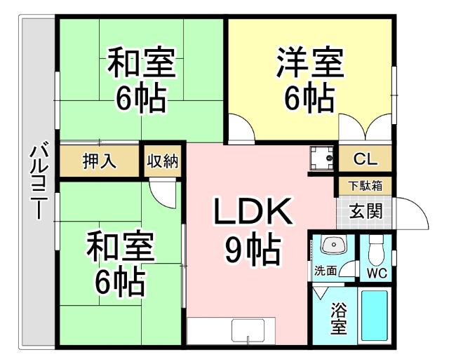 オアシス井堀(3LDK/1階)の間取り写真