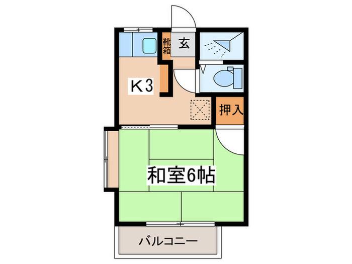 パーク横浜(1K/2階)の間取り写真