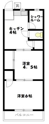 ポプラ館(2K/2階)の間取り写真