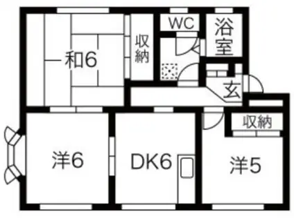 リベール・オオバラ(3DK/1階)の間取り写真