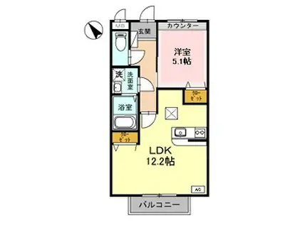 レオントポディウムII番館(1LDK/1階)の間取り写真