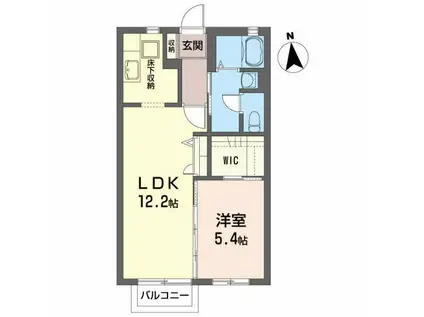 ディアス福室(1LDK/1階)の間取り写真