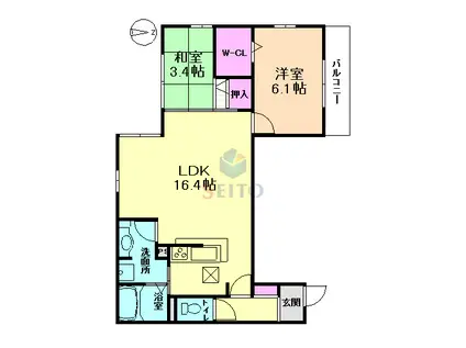 DHOUSEGRANDE(2LDK/3階)の間取り写真