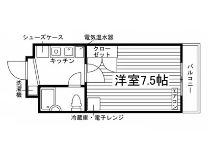 ヴィラージュ西宮(1K/2階)の間取り写真