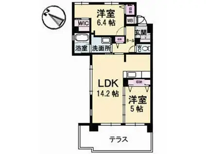 DIO CORTE INOKUCHI(2LDK/2階)の間取り写真