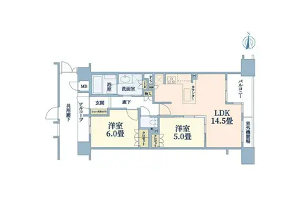 グランレジェイド京都河原町(2LDK/6階)の間取り写真