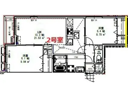 ピースコート登戸VI(2LDK/1階)の間取り写真