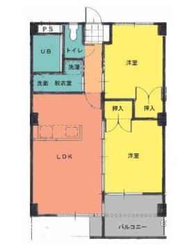LA CASA 光庵(2LDK/2階)の間取り写真