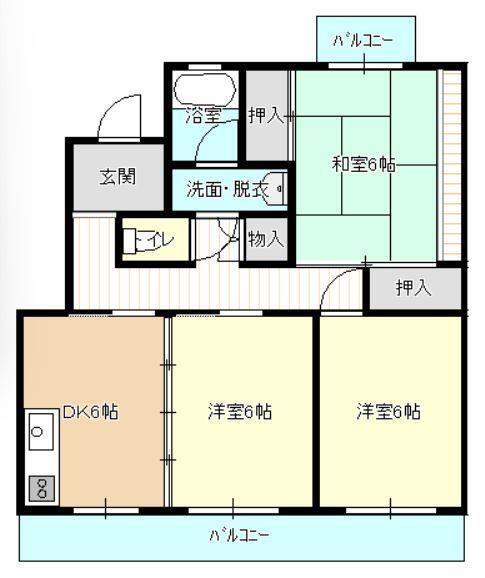 パレス富塚(3DK/2階)の間取り写真