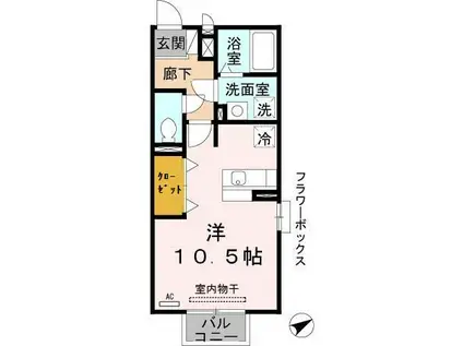 メゾンドアヴニール星ヶ丘(ワンルーム/2階)の間取り写真