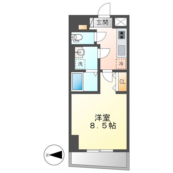 ゲートウェイ尾頭橋(1K/4階)の間取り写真