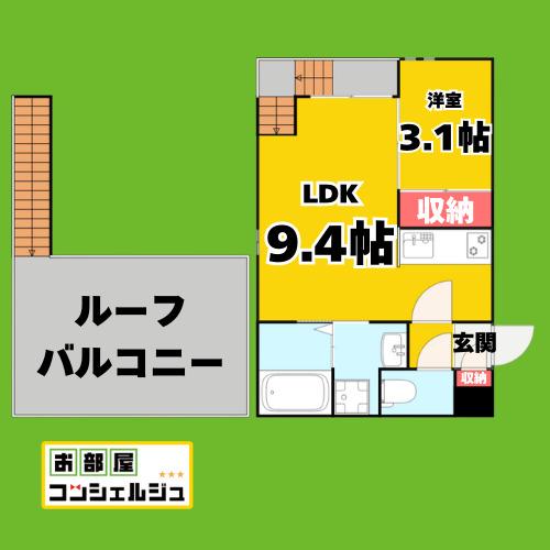 GRANDTIC RESIDENCE堀田(1LDK/2階)の間取り写真
