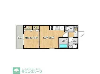 ジーメゾン福生加美平(1LDK/2階)の間取り写真