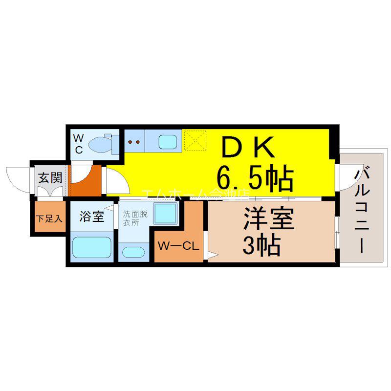 エステムコート名古屋鶴舞IIレアーヴ(1DK/8階)の間取り写真