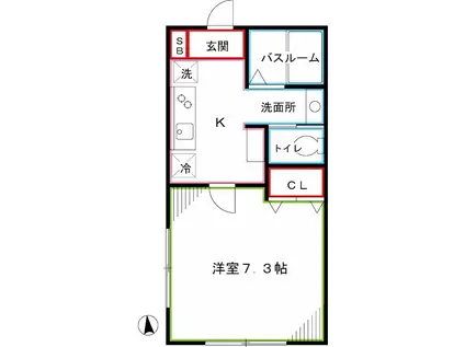 ハイヴィレッジ小金井(1K/1階)の間取り写真