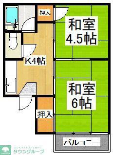 ハイツコイド(2K/2階)の間取り写真