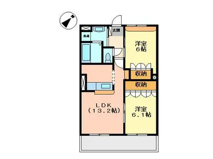 エルグランデ北在家(2LDK/3階)の間取り写真