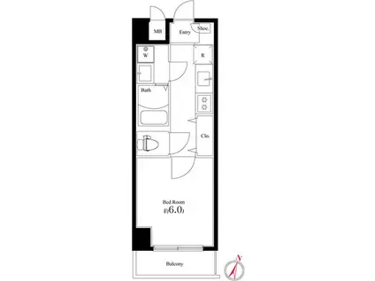 レガーロ平塚(1K/4階)の間取り写真