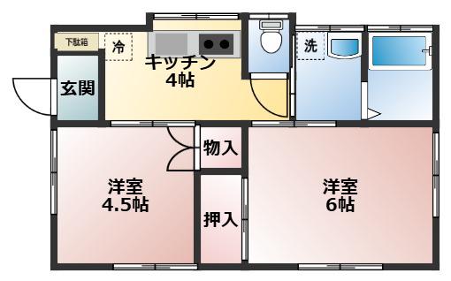 ヴィステリア・コート(2K/2階)の間取り写真