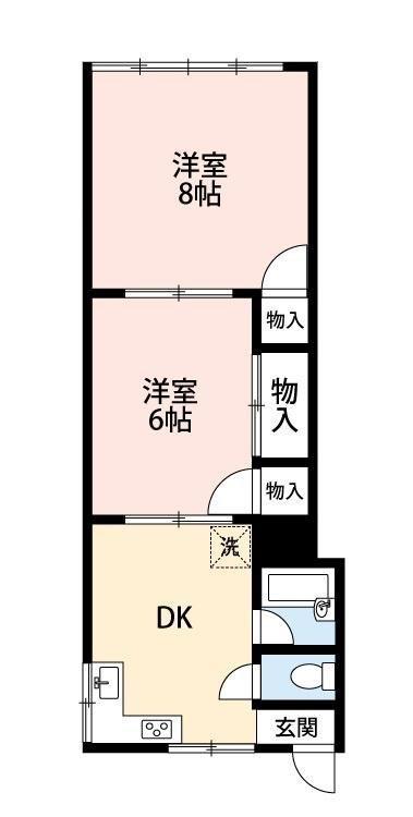 コウシンハイツ(2K/1階)の間取り写真