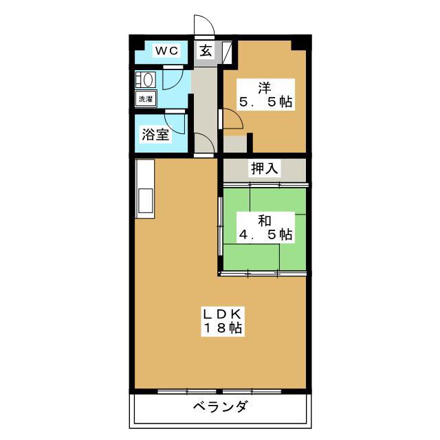 サンスペリオ(2LDK/4階)の間取り写真