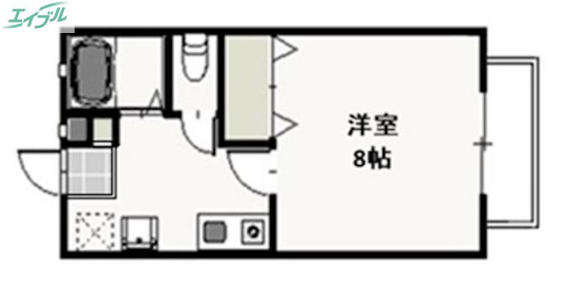 ライフベルクB(1K/2階)の間取り写真