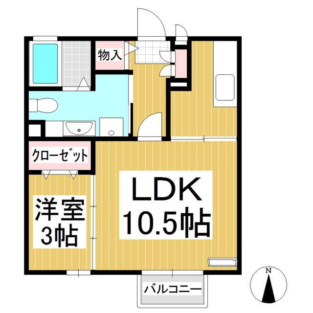 サンパティーク上田原 A(1LDK/2階)の間取り写真