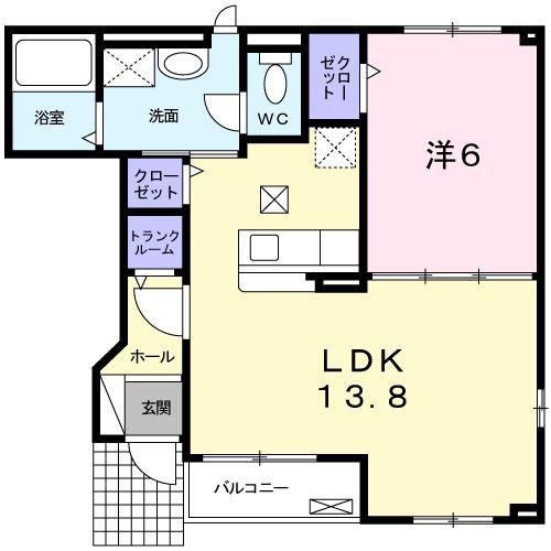 ラフレシールカルム(1LDK/1階)の間取り写真