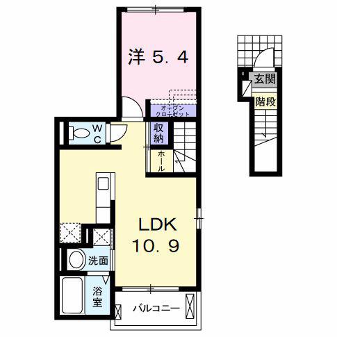 クロス ウイング I(1LDK/2階)の間取り写真