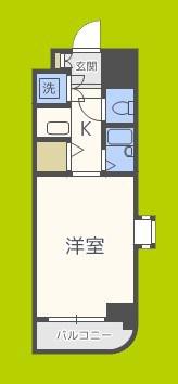 クラウンハイム夕陽丘(1K/2階)の間取り写真