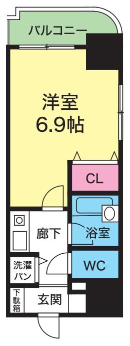 YKハイツ西明石(1K/9階)の間取り写真