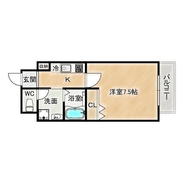 ウエンズ大阪城北(1K/3階)の間取り写真