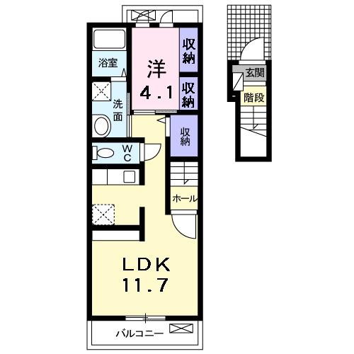 キルシェI(1LDK/2階)の間取り写真