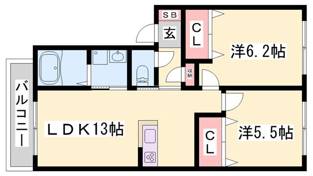 シャーメゾン西蒲田II(2LDK/2階)の間取り写真