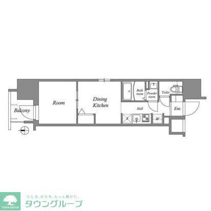 オーパスホームズ川口(1DK/13階)の間取り写真