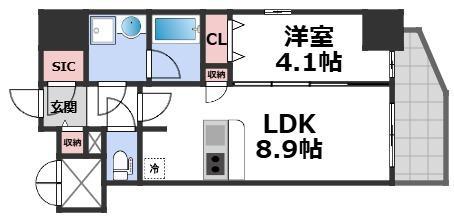 エスリードレジデンス大阪谷町ザ・マークス(1LDK/13階)の間取り写真